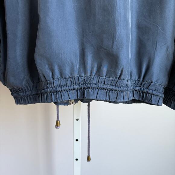 Robert Stock sz M blue 100% silk VTG 80s unique bombers Jacket - Picture 7 of 7